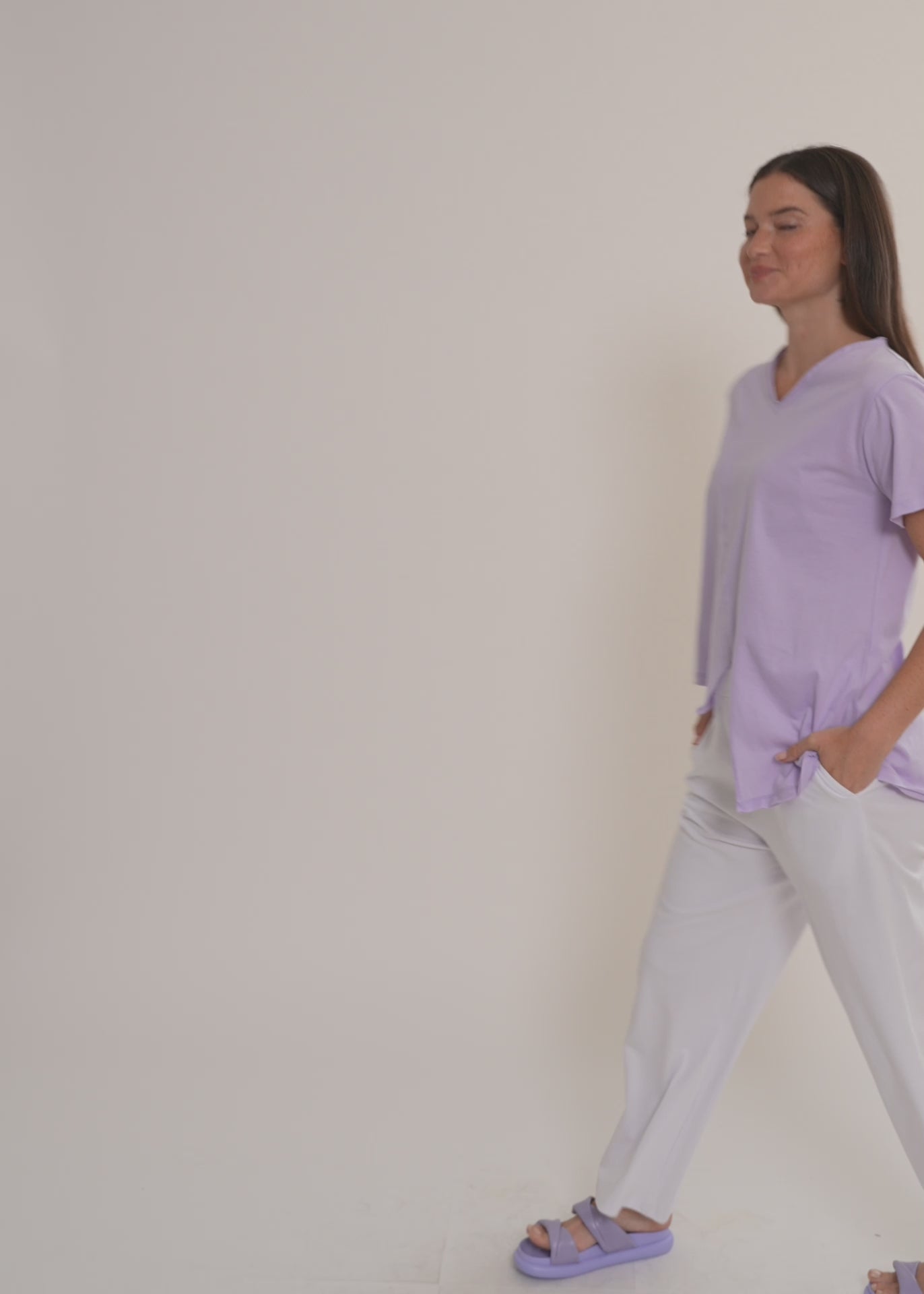 טי שרט חתך אלכסוני אורך א-סימטרי סגול