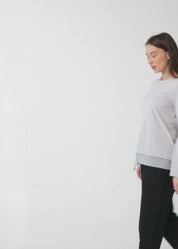 חולצה עם שילוב רשת שרוול ארוך שחור