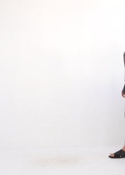 חולצה שרוול ארוך וצווארון וי בד סלאב שחור