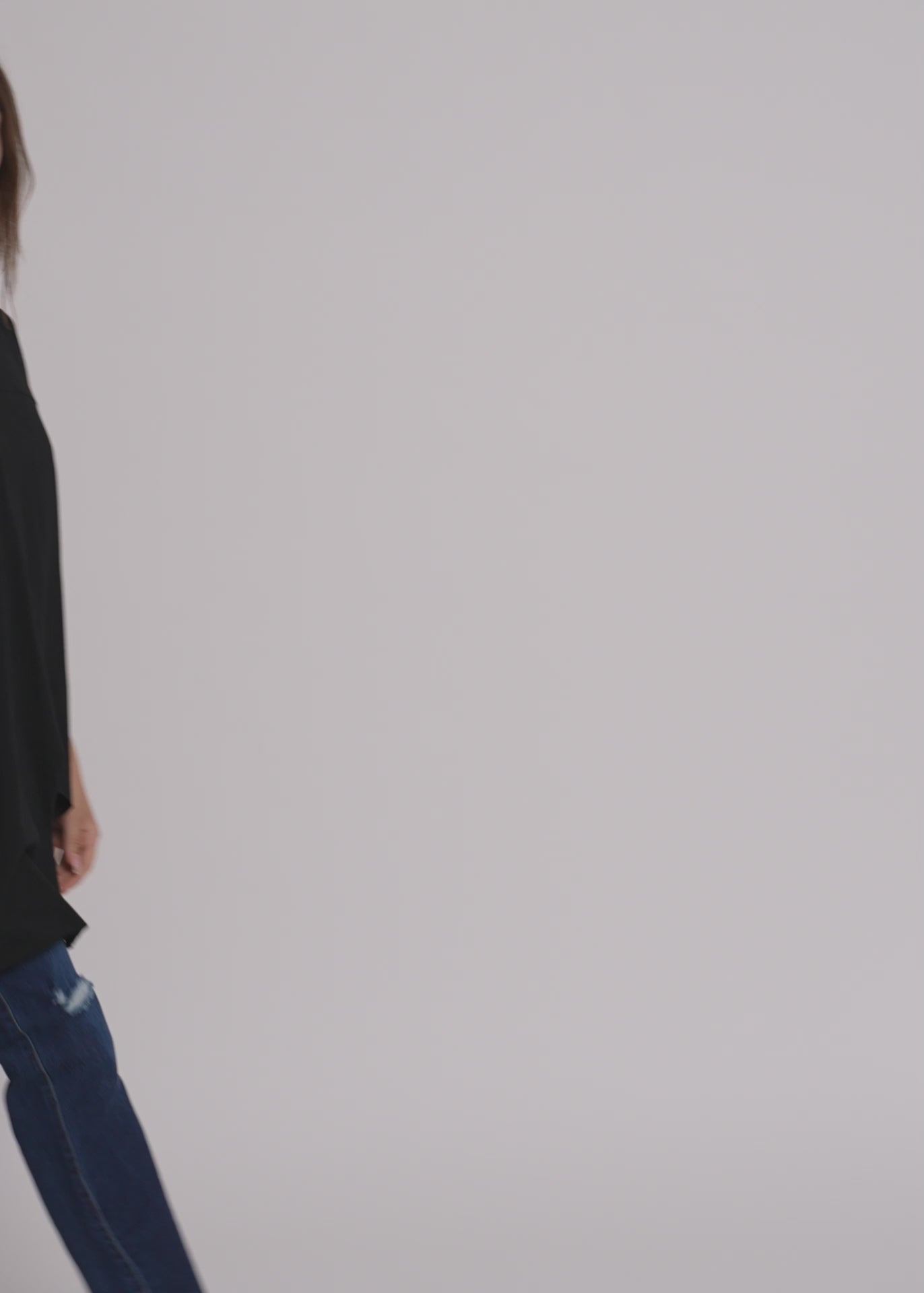 חולצה פתח בשרוול סיומת אסימטרית טורקיז