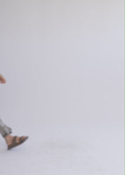 מכנסיים שקי שילוב צבע קיפול במכפלת אפור