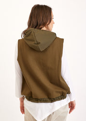 Green sleeveless hooded jumper sweatshirt 