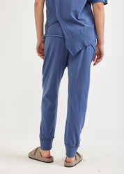 מכנסיים שילוב ריב תפרים חיצוניים כחול