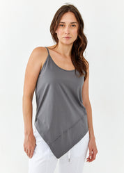 גופיה ספגטי שפיץ קדימה אפור כהה