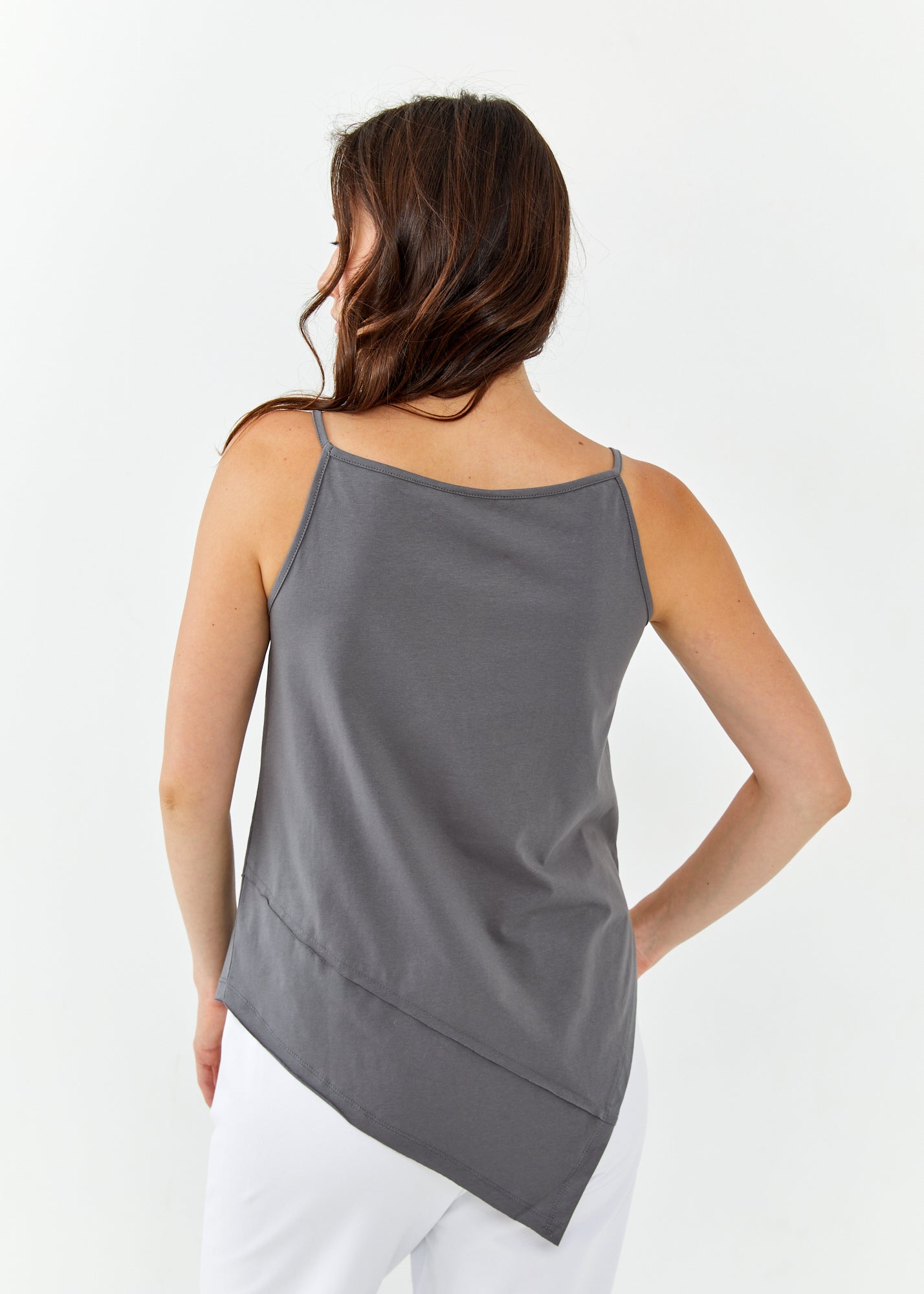 גופיה ספגטי שפיץ קדימה אפור כהה